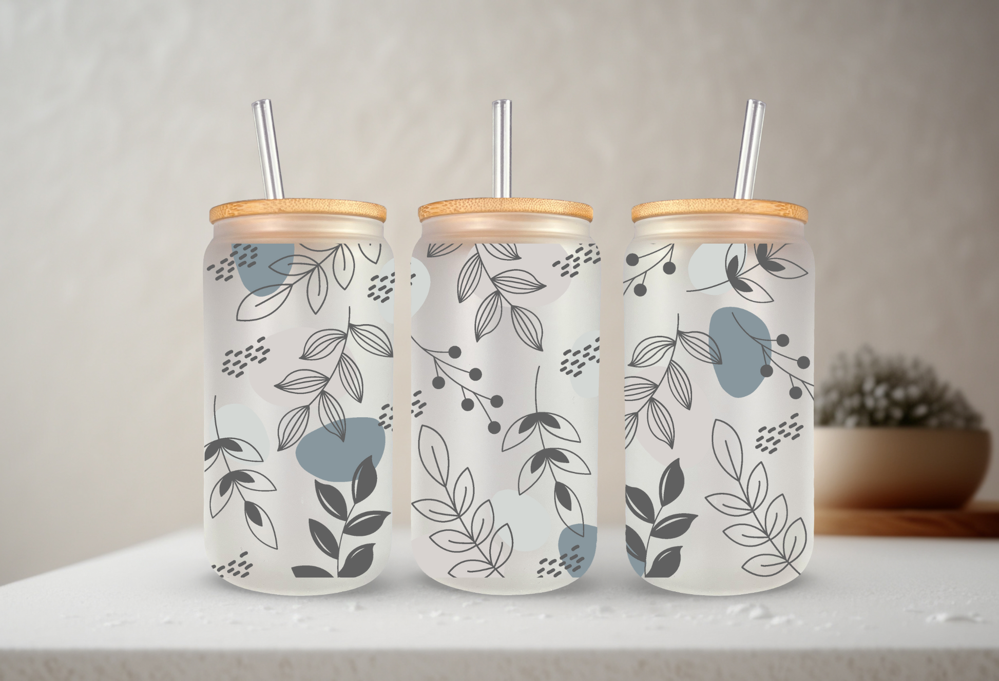 Boho Floral Line Art Tumbler