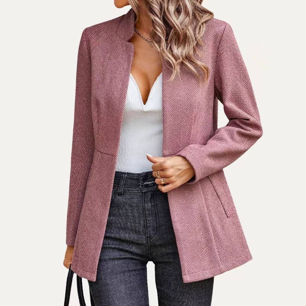 Herringbone Open Front Blazer