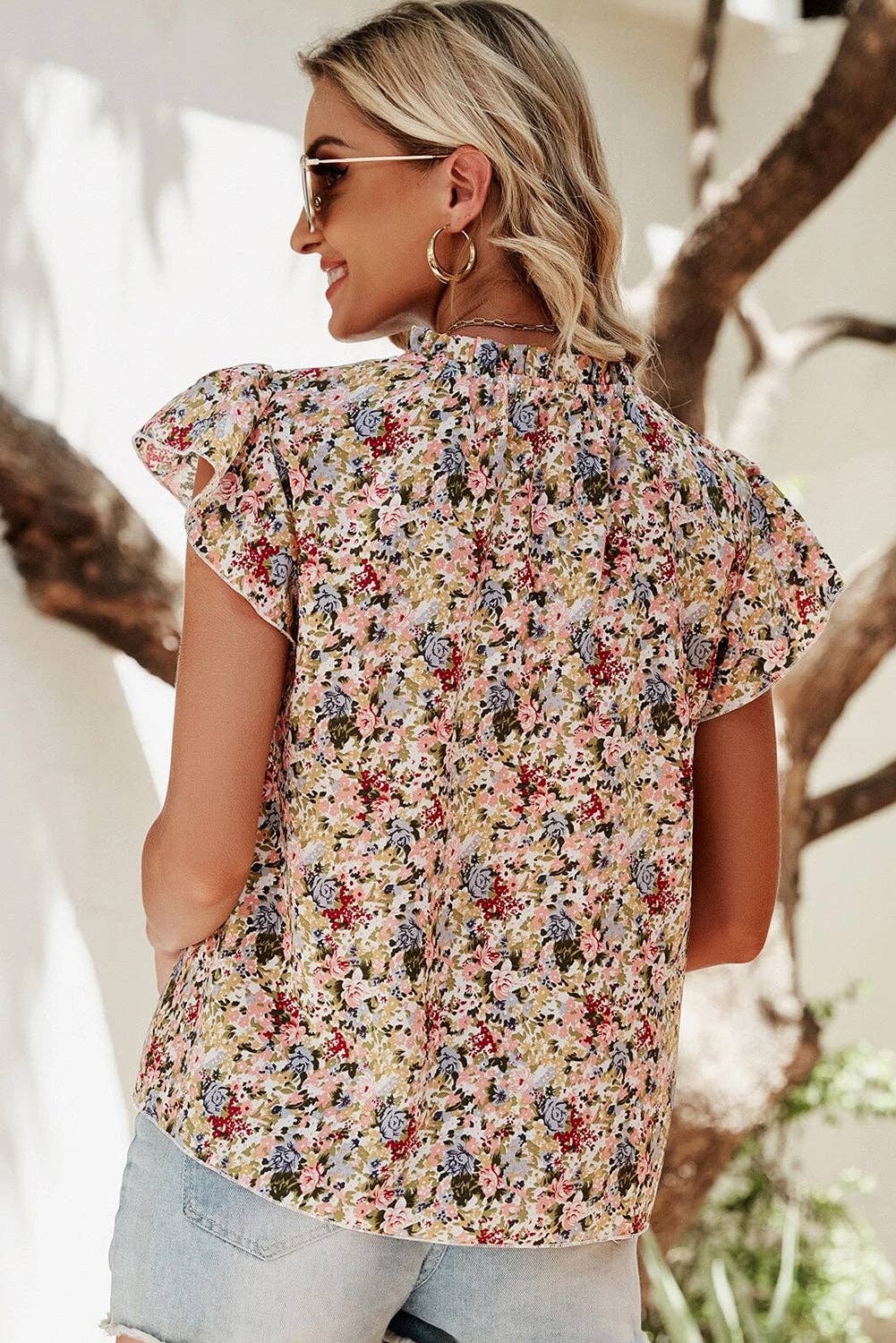 Boho Floral Frilled Blouse