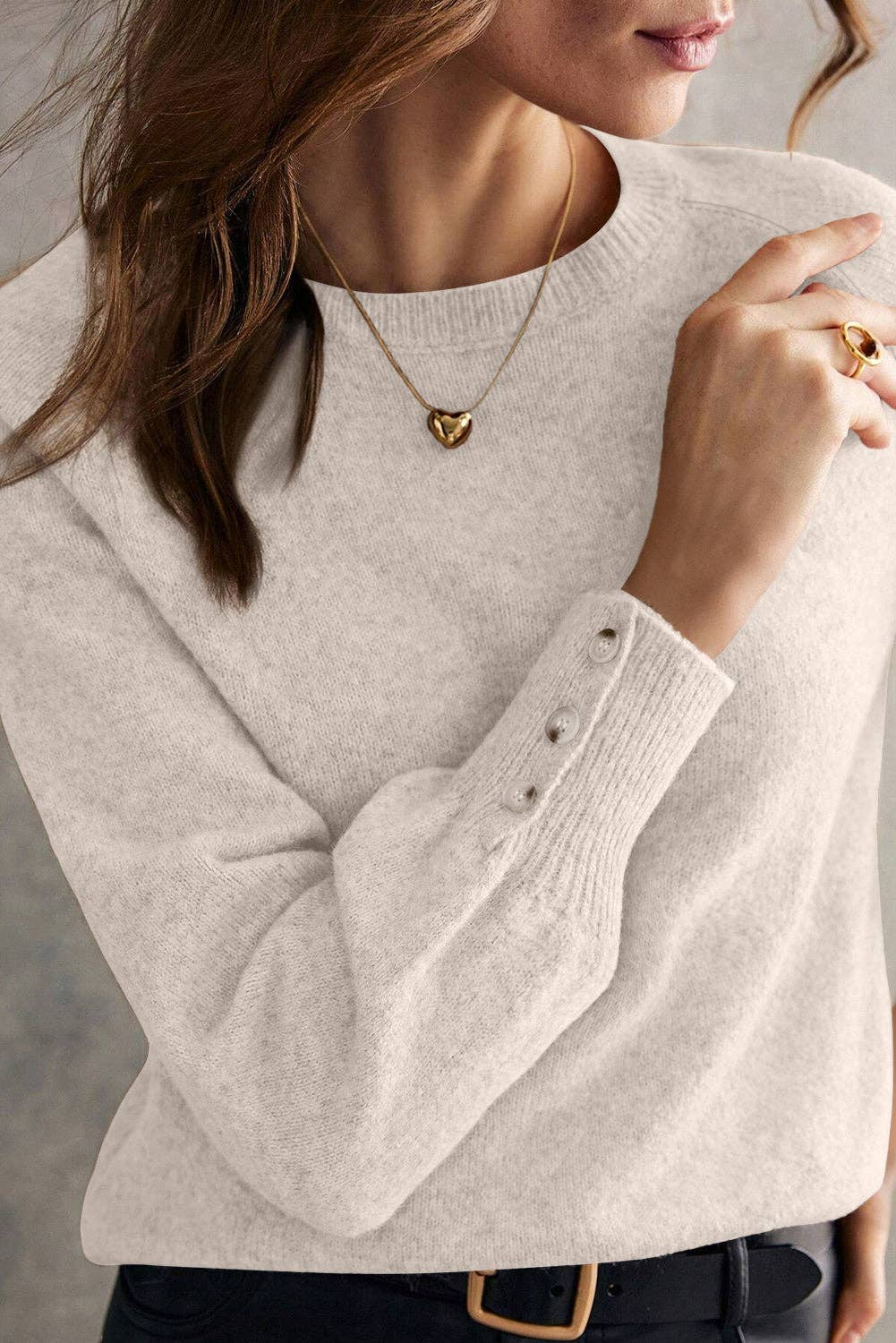 Buttoned Bishop Sleeve Sweater