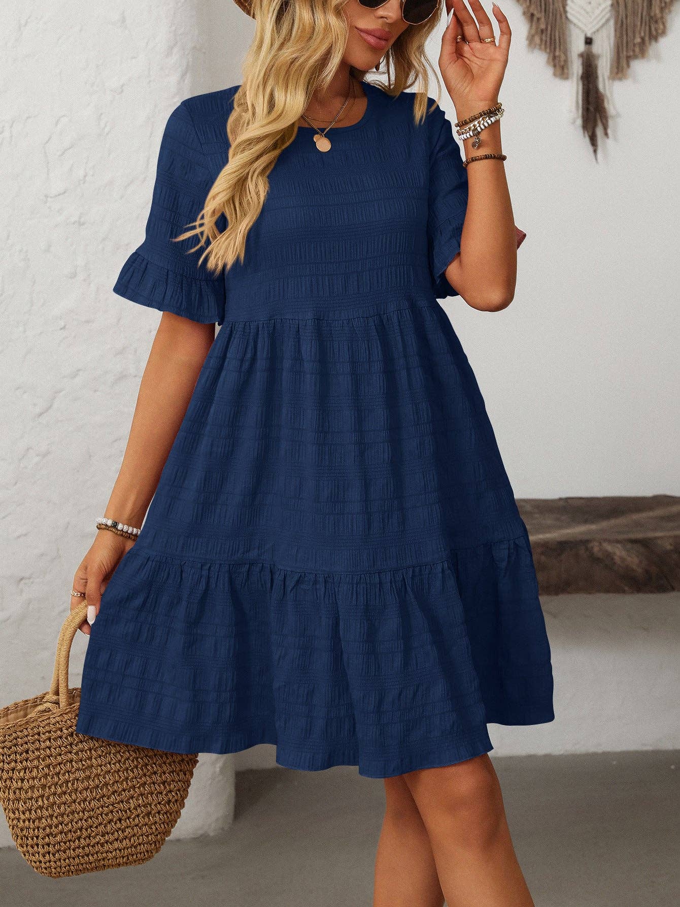 Tiered Ruffle Sleeve Dress