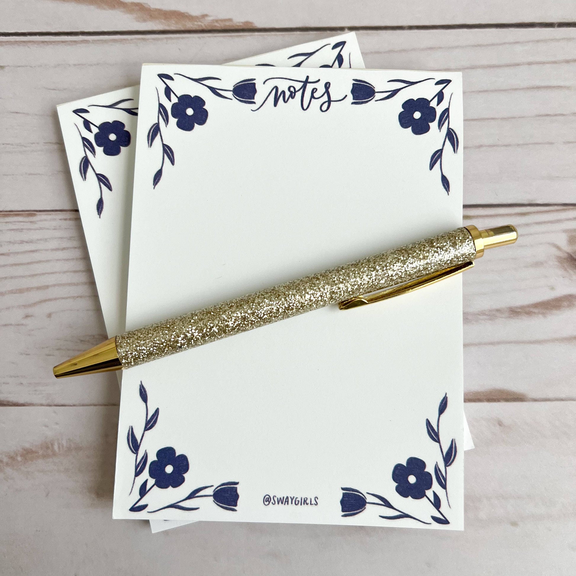 Blue Floral Notepad