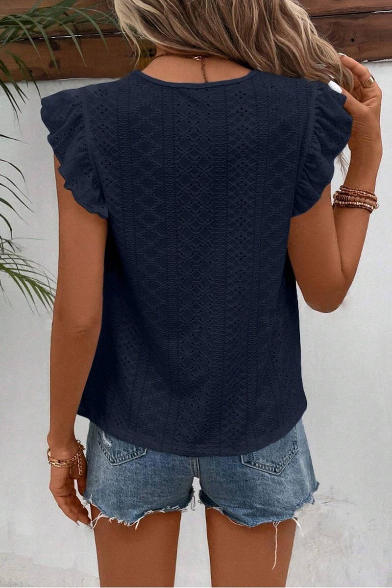 Lace Ruffle Short Sleeve Top