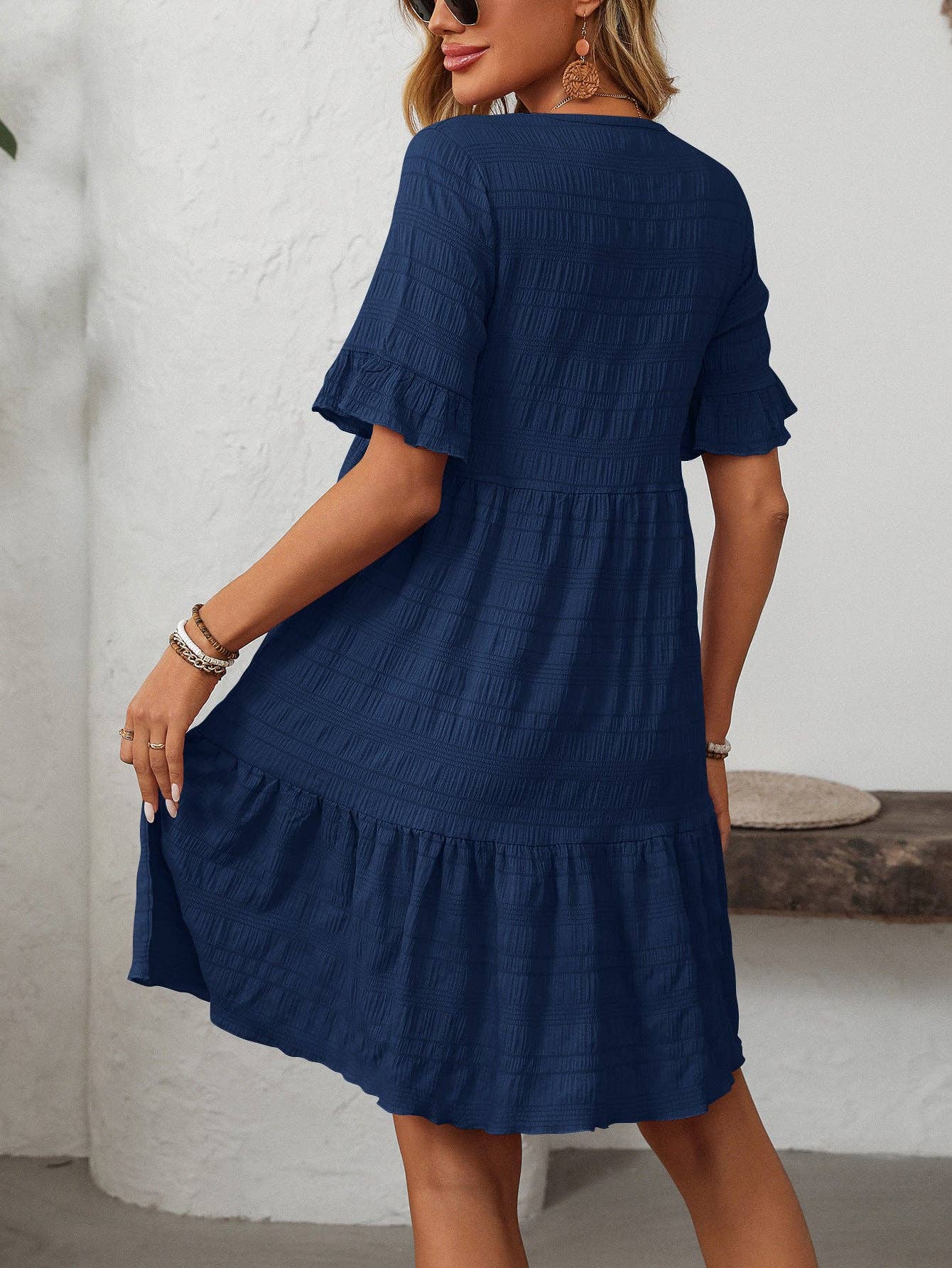 Tiered Ruffle Sleeve Dress